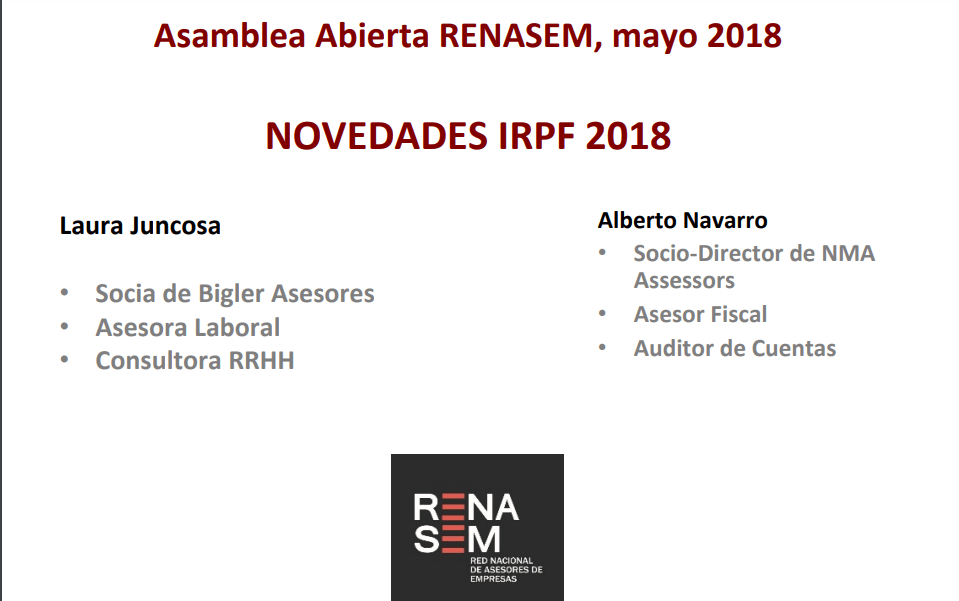Renasem Novedades IRPF 2018